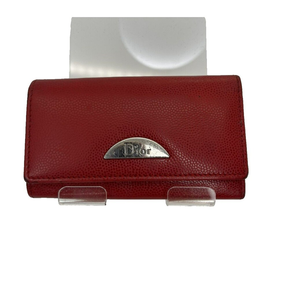 Christian Dior Logo 6 Ring Key Case Red Authentic/92